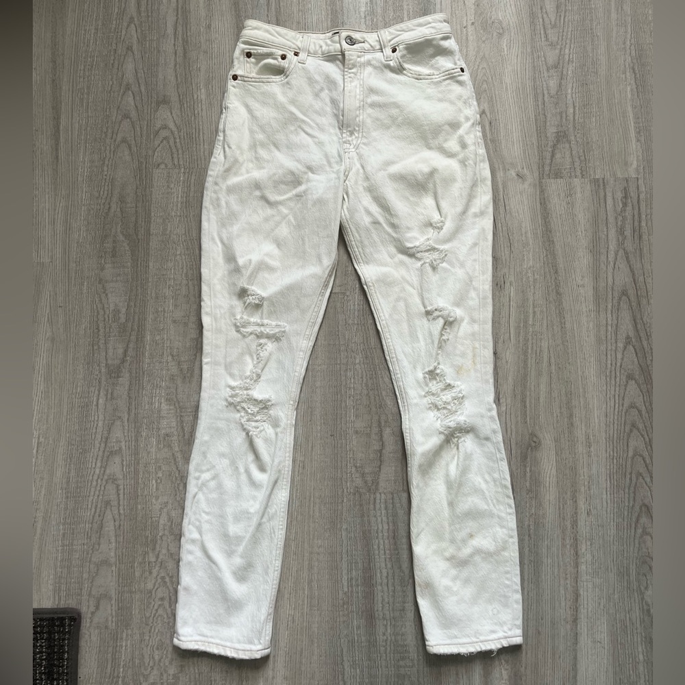 Abercrombie & Fitch White Ripped Jeans